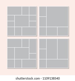Templates collage frames for photo or illustration. Montage photo frame template. Vector Mood Board Branding Presentation. MoodBoard, Logo Template, Collage Frames with Universal Colour Palette.