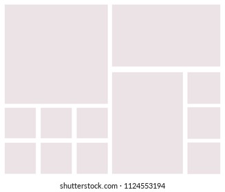 Templates collage frames for photo or illustration. Montage photo frame template. Vector Mood Board Branding Presentation. MoodBoard, Logo Template, Collage Frames with Universal Colour Palette.