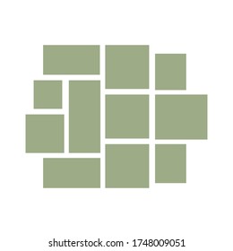Templates collage frames for photo or illustration. Photo montage photo frame template. Creative mood theme. Green collage. Logo template, frame collage with a universal color palette. vector illustra