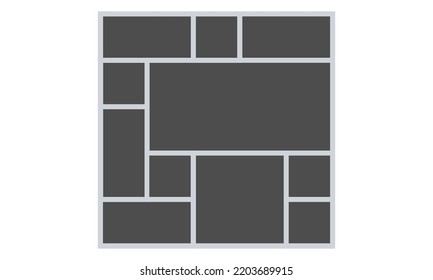Templates collage frames for photo or illustration. Creative vector grid. Mood board . Set of blank moodboard. Pictures Mosaic frame banner. Photography album layout. Horizontal design of mockup