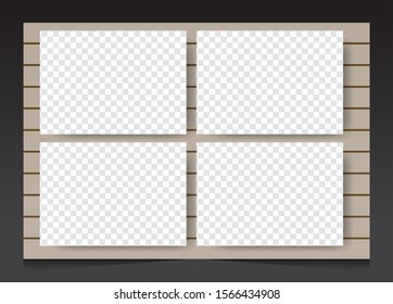 Templates collage frames photos parts, picture or illustration. Vector frames. Moodboard. 5 photos. Poster frame mockup. Collage concept.