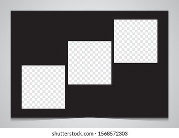 Templates collage frames photos parts, picture or illustration. Vector frames. Moodboard. 5 photos. Poster frame mockup. Collage concept.