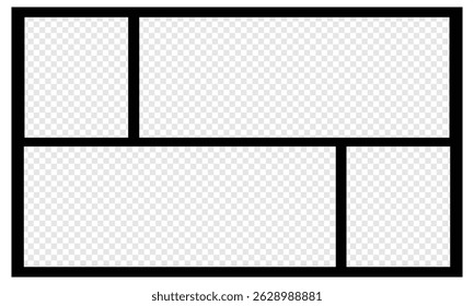 Templates collage frames photos parts, picture or illustration. Vector frames. Mood board. 5 photos. Poster frame mockup. Collage concept. Vector   Illustration .EPS 20 .