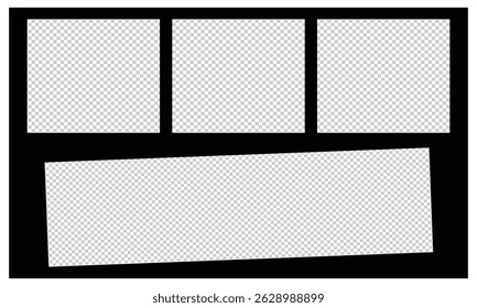 Templates collage frames photos parts, picture or illustration. Vector frames. Mood board. 5 photos. Poster frame mockup. Collage concept. Vector   Illustration .EPS 20 .
