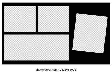 Templates collage frames photos parts, picture or illustration. Vector frames. Mood board. 5 photos. Poster frame mockup. Collage concept. Vector   Illustration .EPS 20 .