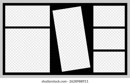 Templates collage frames photos parts, picture or illustration. Vector frames. Mood board. 5 photos. Poster frame mockup. Collage concept. Vector   Illustration .EPS 20 .