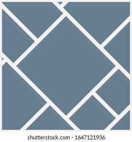 Templates collage nine frames, photos, parts pictures, illustrations. Vector frame branding presentation. Creative theme with 9 part simple square border layout. Modern minimalistic mood board mockup.