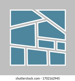 Vorlagen sammeln neun Rahmen, Fotos, Einzelbilder, Illustrationen. Vektorillustration Rahmen Branding Präsentation. Kreatives Thema mit 9-teiligem einfachem quadratischem Rahmen. Modernes minimalistisches Stimmungsbrett ist aufgetaucht.