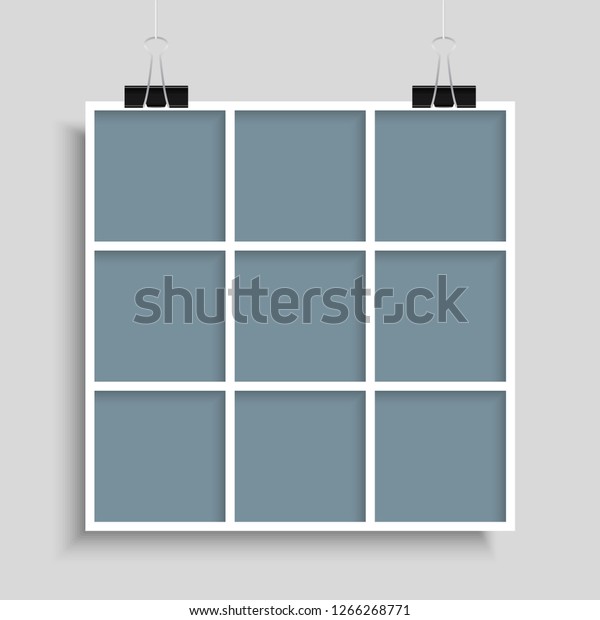 Templates Collage Nine Frames Photos Parts Stock Vector Royalty