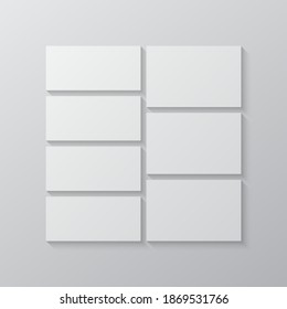 Vorlagen sammeln sieben Rahmen, Fotos, Einzelbilder, Illustrationen. Vektorbild-Branding-Präsentation. Kreatives Thema mit 7 Teilen einfachem quadratischem Randlayout. Modernes minimalistisches Brettmuster