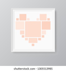 Templates collage seventeen frames, photos, parts, pictures. Seventeen vector photos for your love, family, friendship, relationship. Posters mockup on wall. Collages frame celebration wedding concept