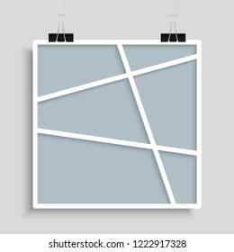 Templates collage six frames, photos, parts, picture or illustration. Vector frames. Board and branding Presentation. Creative theme. Moodboard. Six photos. Poster frame mockup. Collage concept.board.