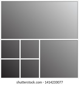 Templates collage six frames, photos, parts pictures or illustrations. Vector frames. Board and branding presentation. Creative theme. Moodboard. Six photos. Poster frame mockup. Collage concept.