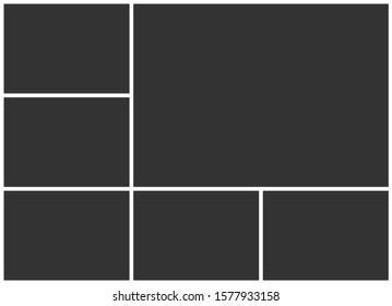 Templates collage six frames photos parts. Vector poster frame mockup. Six photos.