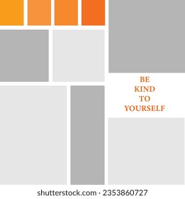 Templates collage six frames, photos, parts pictures, illustrations. Vector frame presentation. Creative theme with 6 part simple rectangle border layout.  