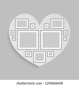 Templates collage thirteen frames, photos, parts, pictures. Thirteen vector photos for your love, family, friendship, relationship. Posters mockup on the wall. Collages celebration wedding concept.