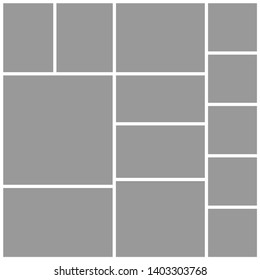 Templates collage thirteen frames, photos, parts pictures or illustrations. Vector frames. Board and branding presentation. Creative theme. Moodboard. Thirteen photos. Poster frame mockup concept.