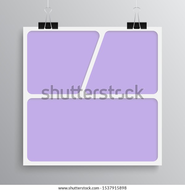 Templates Collage Three Frames Photos Parts Stock Vector (Royalty Free ...