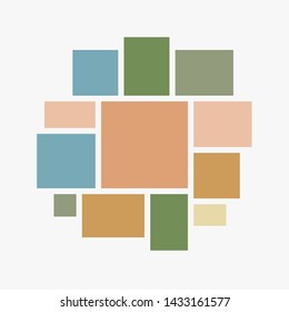 Templates collage twelve frames photos parts, picture or illustration. Vector frames. Board and branding Presentation. Creative theme. Moodboard. 12 photos. Poster frame mockup. Collage concept.