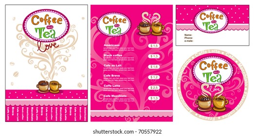 Templates for corporate style for cafe or shop, vector illustration