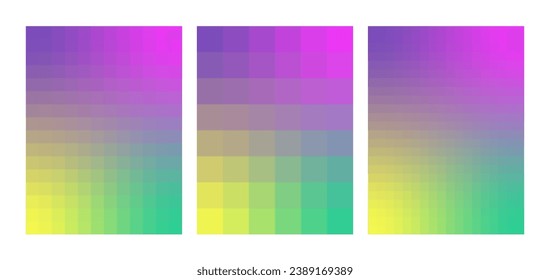 Templates Cover pack. Playful Gradient Y2k. Trendy Abstract background. Bright abstract in futurism style. Geometry. Modern brutalism style. Bright Vaporwave colors