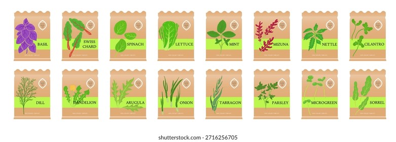 Las Plantillas cubren los envases, las cubiertas o las etiquetas de las plantas alimenticias de origen vegetal. Elementos de Vector modernos y minimalistas de colección para diseñar productos veganos de ecología fresca.
