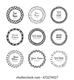 Templates of creative hand-drawn hipster logos, isolated on white  background . Vector collection.