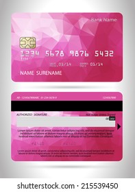 Templates of credit cards design with a polygon background, Isolated vector