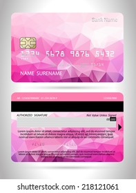 Templates of credit cards design with a polygon background, Isolated vector