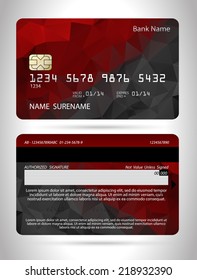 Templates of credit cards design with a polygon background, Isolated vector