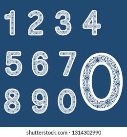 Templates for cutting out letters. Full set of numbers.  May be used for laser cutting. Fancy lace numbers. 