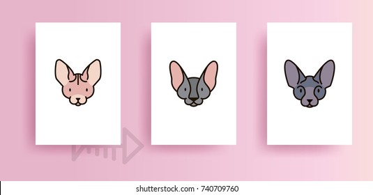 Templates for design of cards with cats.