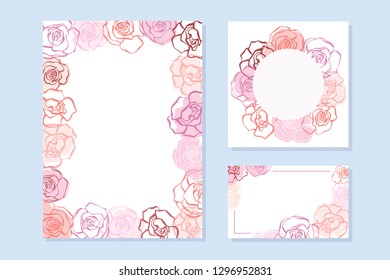 Templates for the design of cards, invitations, postcards. Floral motif of roses with space for your text. Nice design.