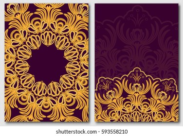 Templates for design invitations and greeting cards. Flower Mandala ornate decorated. Vector illustration