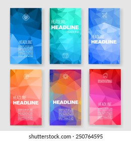 Templates. Design Set of Web, Mail, Brochures. Mobile, Technology, App and Infographic Concept. Modern flat and line icons. Square button layout. Layered, embossed tiles template. 