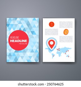 Templates. Design Set of Web, Mail, Brochures. Mobile, Technology, App and Infographic Concept. Modern flat and line icons. Square button layout. Layered, embossed tiles template. 