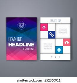 Templates. Design Set of Web, Mail, Brochures. Mobile, Technology, and Infographic Concept. Modern flat and line icons. SaaS, web app design template. Mobile interface. UI template. Web UI app design.