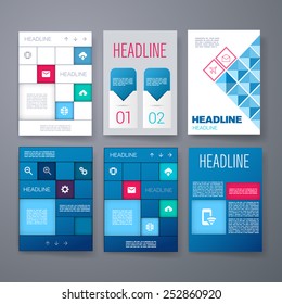 Templates. Design Set of Web, Mail, Brochures. Mobile, Technology, and Infographic Concept. Modern flat and line icons. SaaS, web app design template. Mobile interface. UI template. Web UI app design.