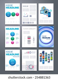 Templates. Design Set of Web, Mail, Brochures. Mobile, Technology, and Infographic Concept.  SaaS, web app design template. Mobile interface. UI template. Web UI app design.