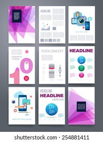 Templates. Design Set of Web, Mail, Brochures. Mobile, Technology, and Infographic Concept.  SaaS, web app design template. Mobile interface. UI template. Web UI app design.