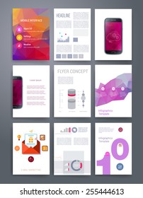 Templates. Design Set of Web, Mail, Brochures. Mobile, Technology, and Infographic Concept. Modern flat and line icons. SaaS, web app design template. Mobile interface. UI template. Web UI app design.