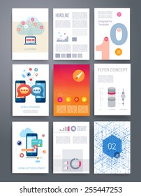 Templates. Design Set of Web, Mail, Brochures. Mobile, Technology, and Infographic Concept. Modern flat and line icons. SaaS, web app design template. Mobile interface. UI template. Web UI app design.