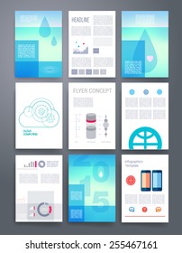 Templates. Design Set of Web, Mail, Brochures. Mobile, Technology, and Infographic Concept. Modern flat and line icons. SaaS, web app design template. Mobile interface. UI template. Web UI app design.