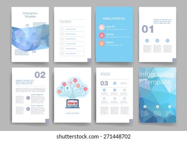 Templates. Design Set of Web, Mail, Brochures. Mobile, Technology, and Infographic Concept. Modern flat and line icons. SaaS, web app design template. Mobile interface. UI template. Web UI app design