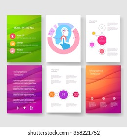 Templates. Design Set of Web, Mail, Brochures. Mobile, Technology, and Infographic Concept. web app design template. Mobile interface. UI template. Web UI app design.