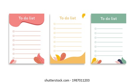 Templates to do list, planner, daily planner, natural themes, leaves, pastel colors