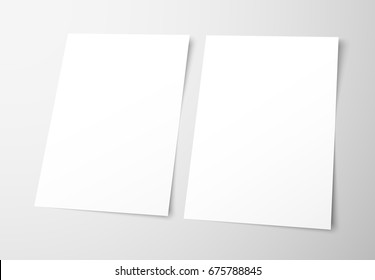 Templates Of Empty Flyers On A Gray Background. Mockup  Frontal And Back Page Brochures For Presentation Design. Vector Illustration