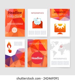 Templates. Flyer, Brochure Design set. Vector brochure design templates collection. Applications and Infographic Concept. Modern flat design icons for mobile or smartphone on a light background.