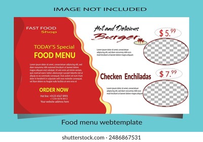 Templates for food menus on the web, Facebook, and Instagram, fast food, breakfast, chicken, burgers, and food flyers.