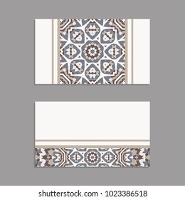 Templates for greeting and business cards, brochures, covers with floral motifs. Oriental pattern. Mandala. Invitation, save the date, RSVP.  Arabic, Islamic, turkish, asian, indian, african motifs.
